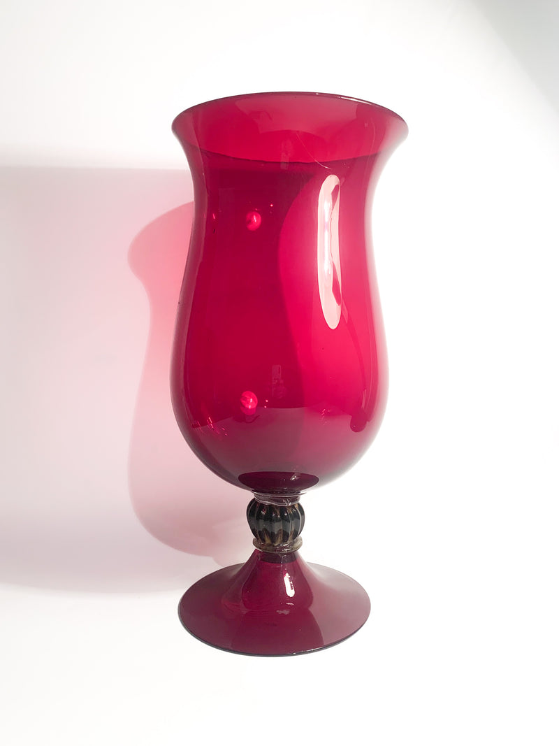 Hand-blown Bordeaux Murano Glass Cup Vase from the 1980s
