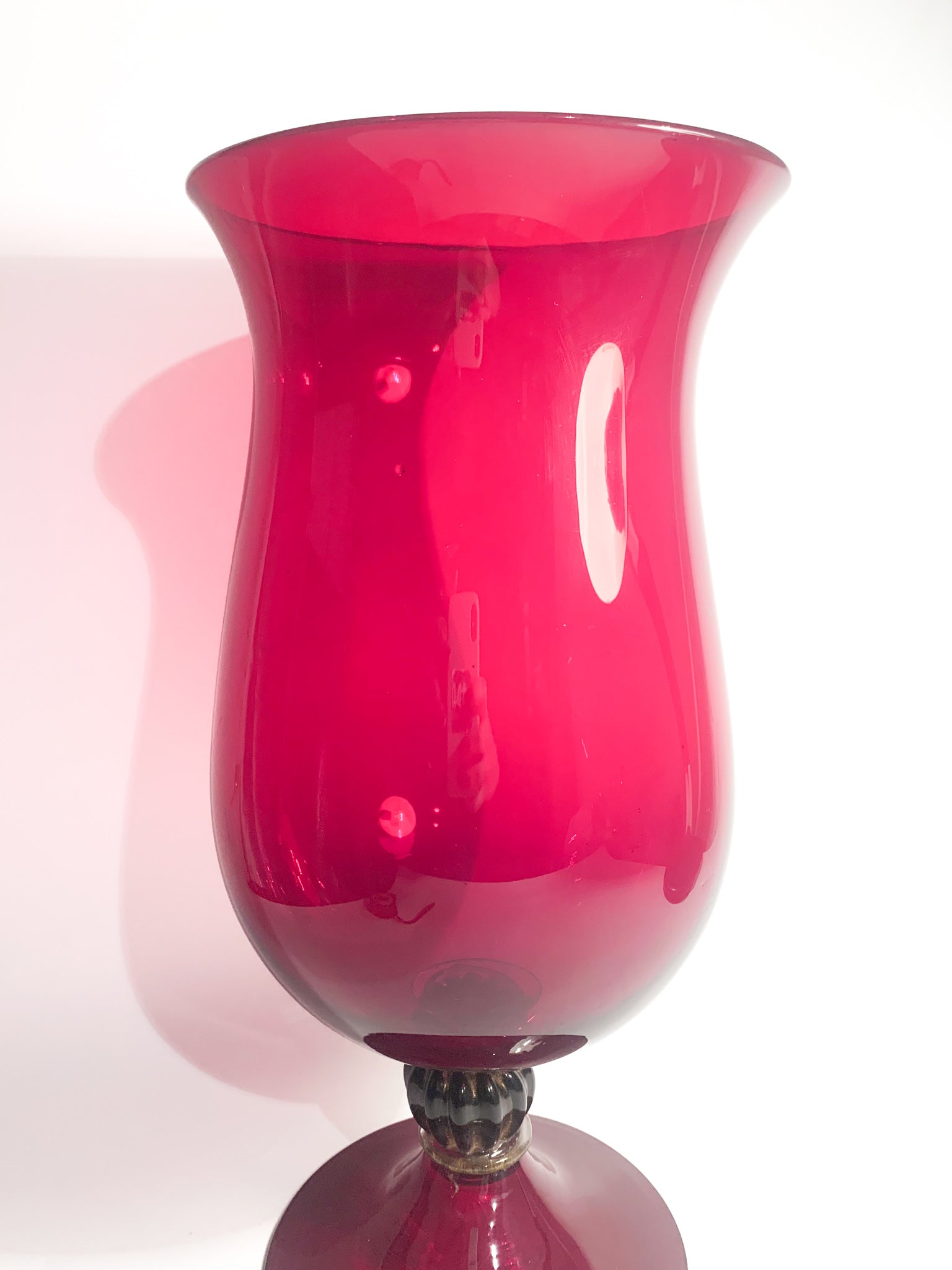 Hand-blown Bordeaux Murano Glass Cup Vase from the 1980s