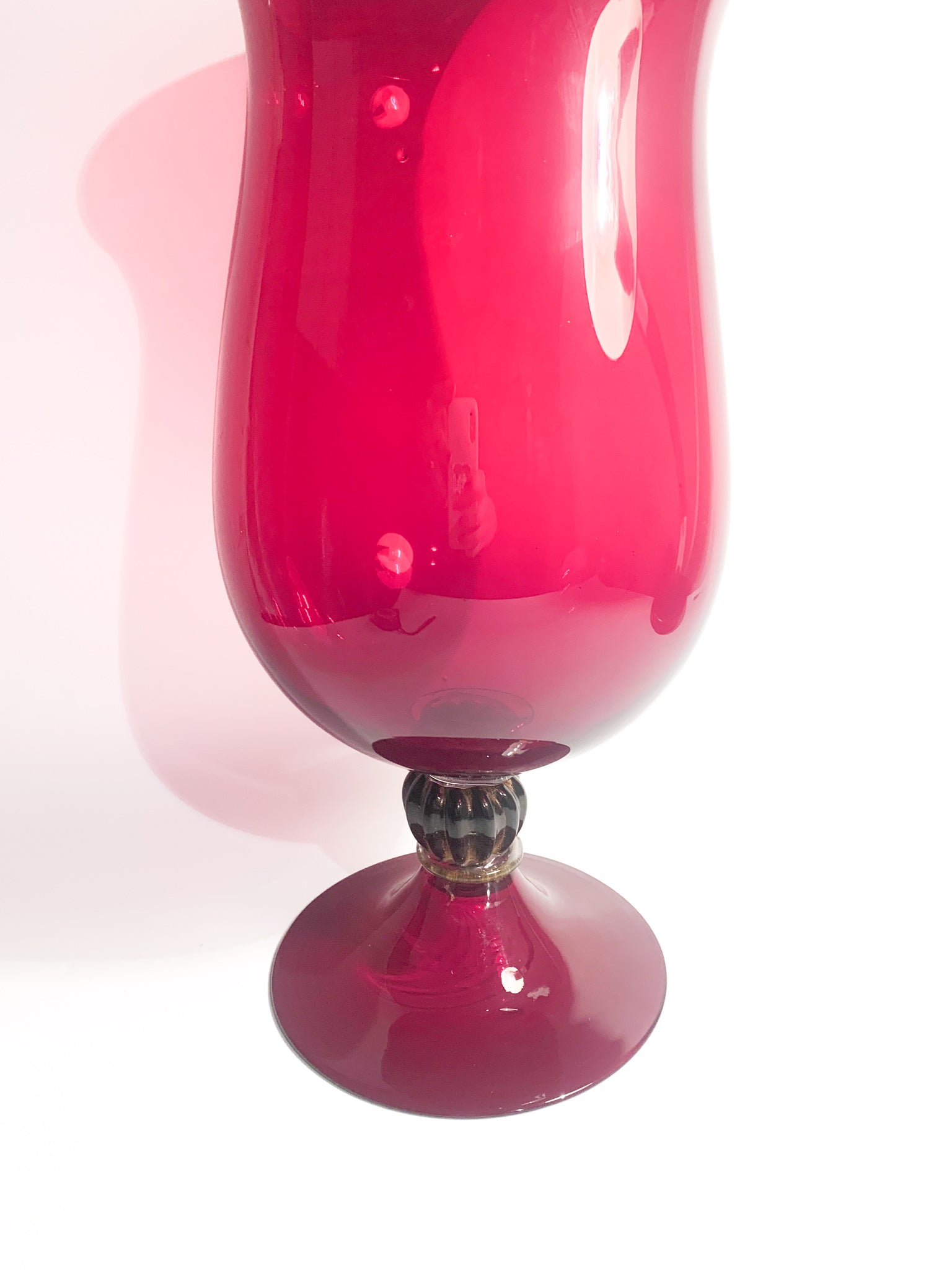 Hand-blown Bordeaux Murano Glass Cup Vase from the 1980s