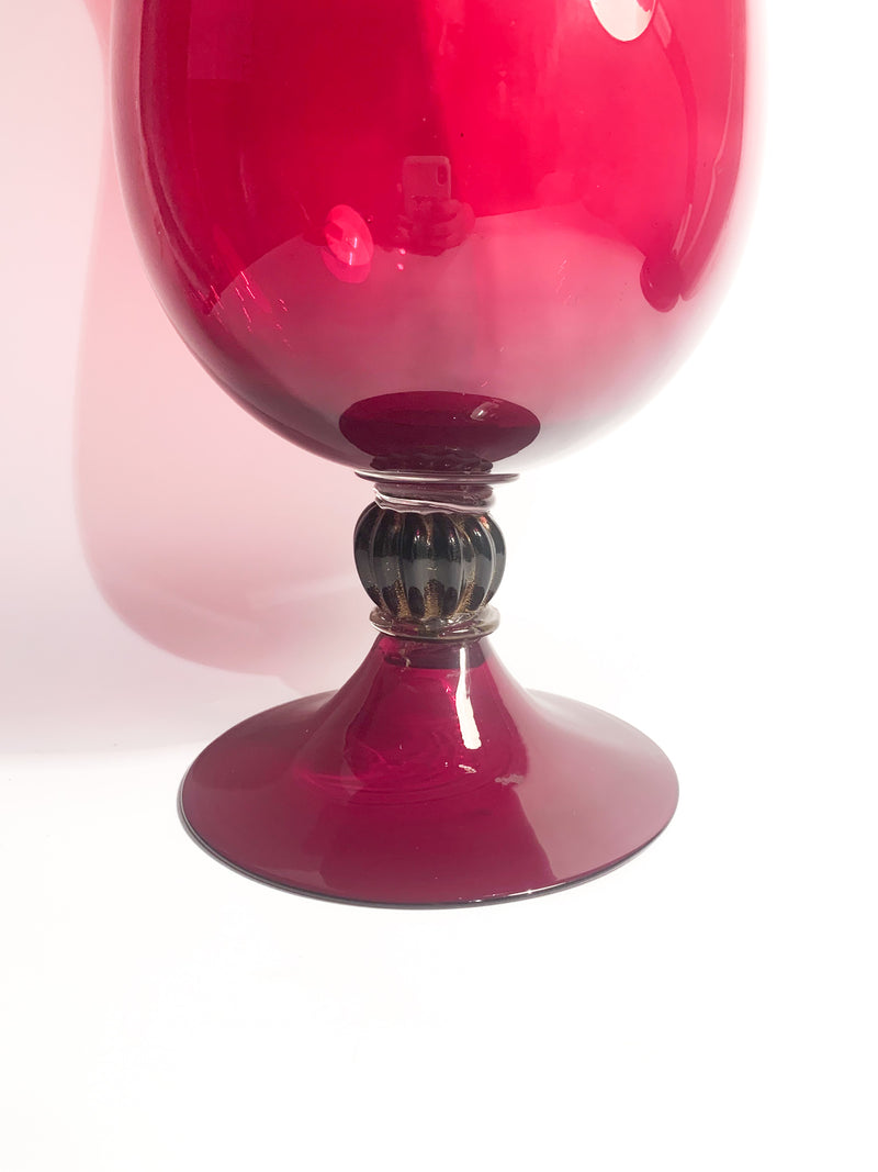 Hand-blown Bordeaux Murano Glass Cup Vase from the 1980s