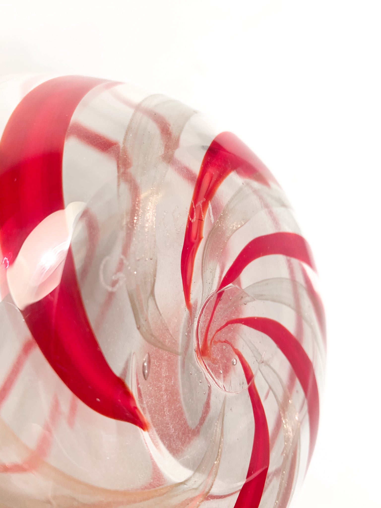 Transparent and Red Murano Glass Vase with 1980s Gold Leaf Handles