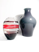 Hand-blown Opaline Vase in Purple and Green Murano Glass from the 1980s