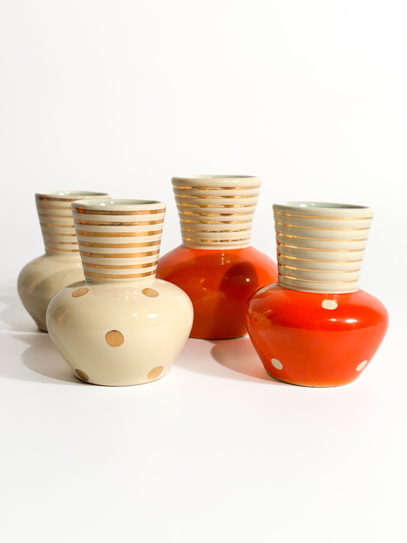 Set of 4 Multicolored Rometti Ceramic Glasses from the 1950s