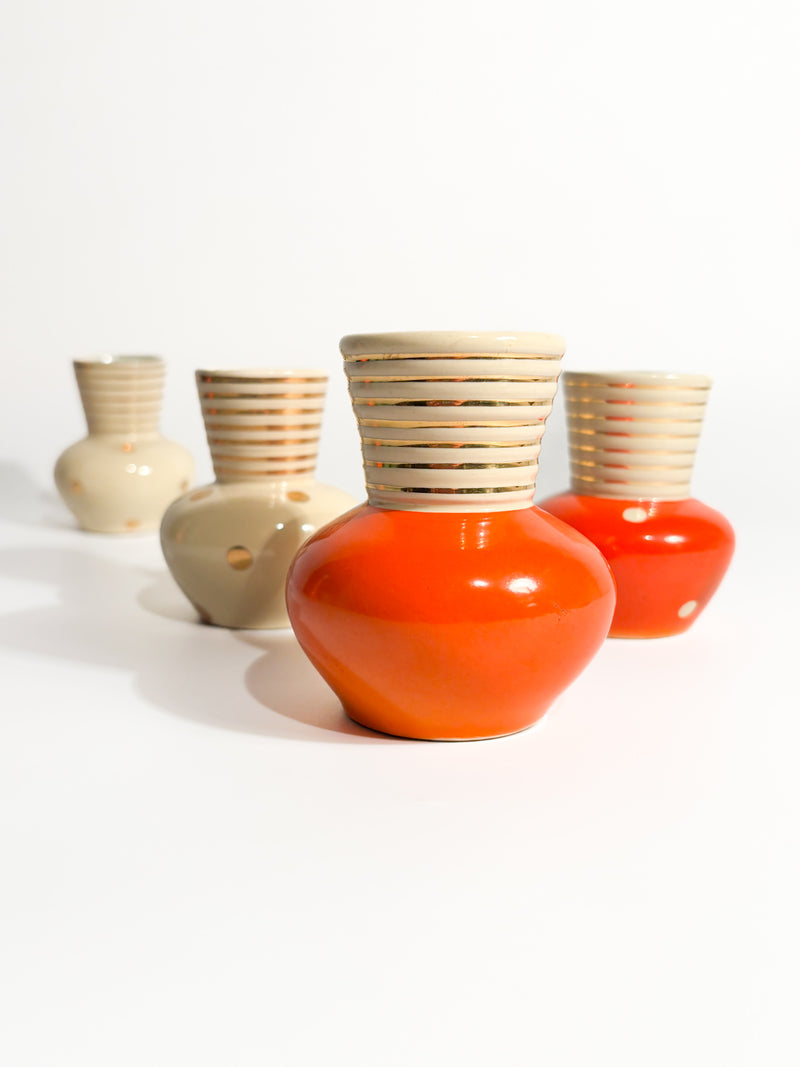 Set of 4 Multicolored Rometti Ceramic Glasses from the 1950s