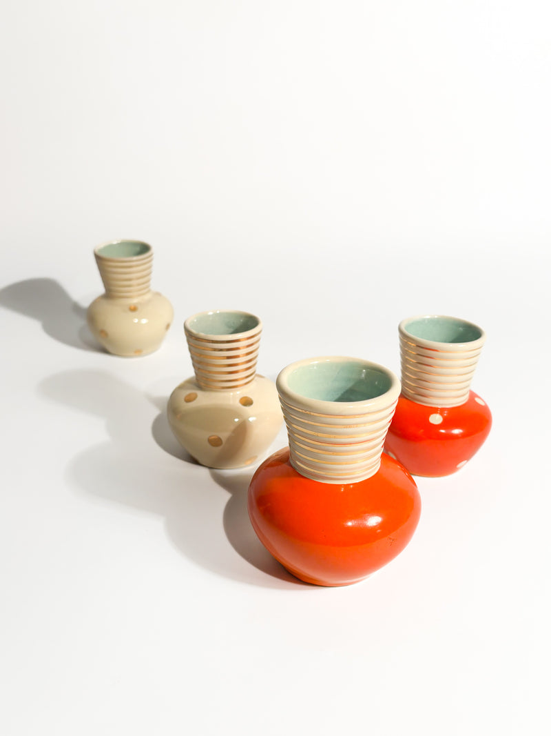 Set of 4 Multicolored Rometti Ceramic Glasses from the 1950s