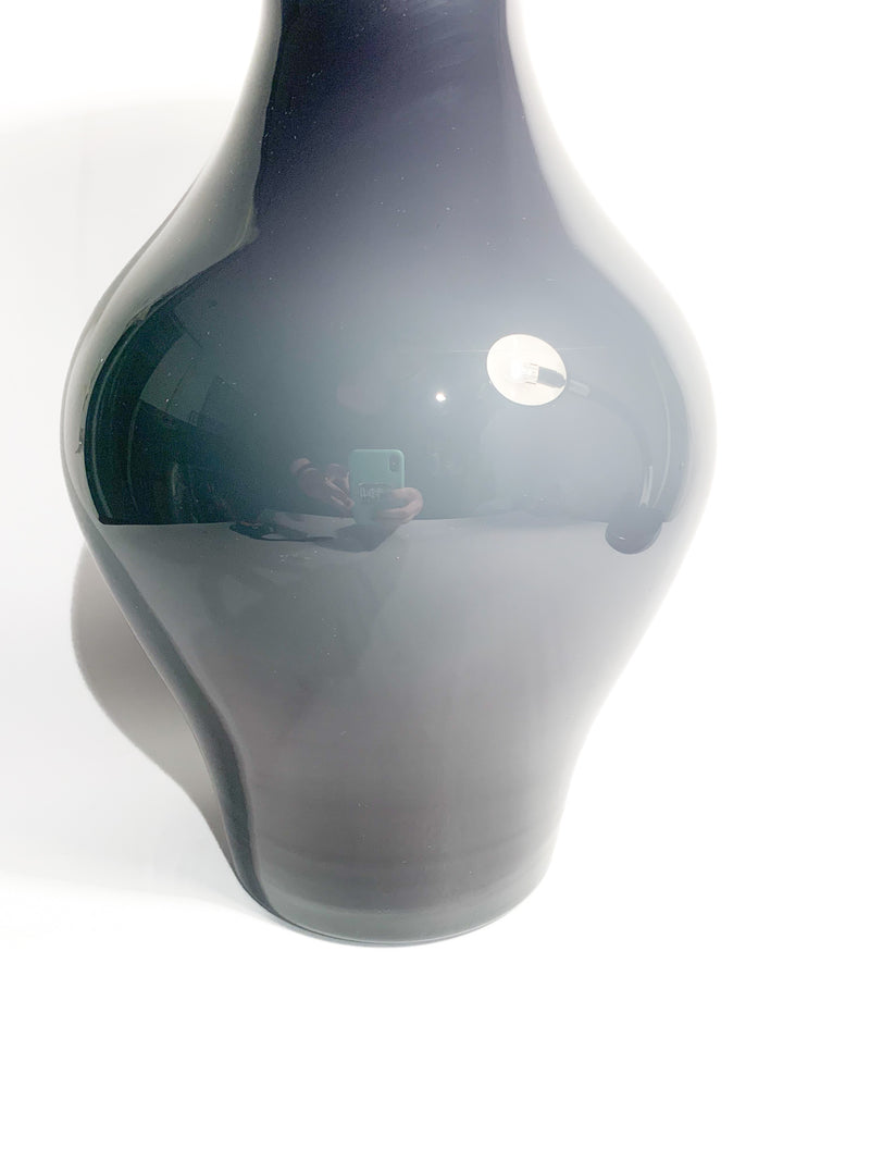 Hand-blown Opaline Vase in Purple and Green Murano Glass from the 1980s