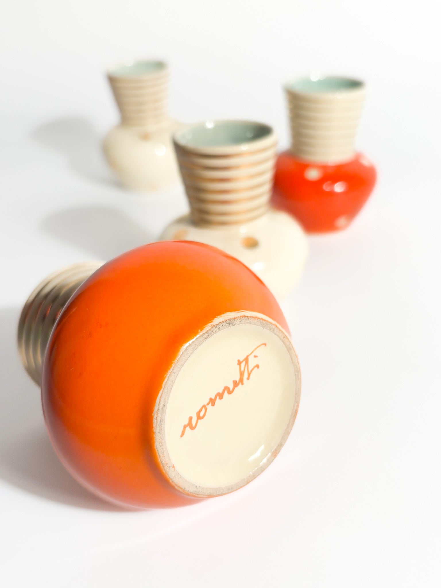 Set of 4 Multicolored Rometti Ceramic Glasses from the 1950s