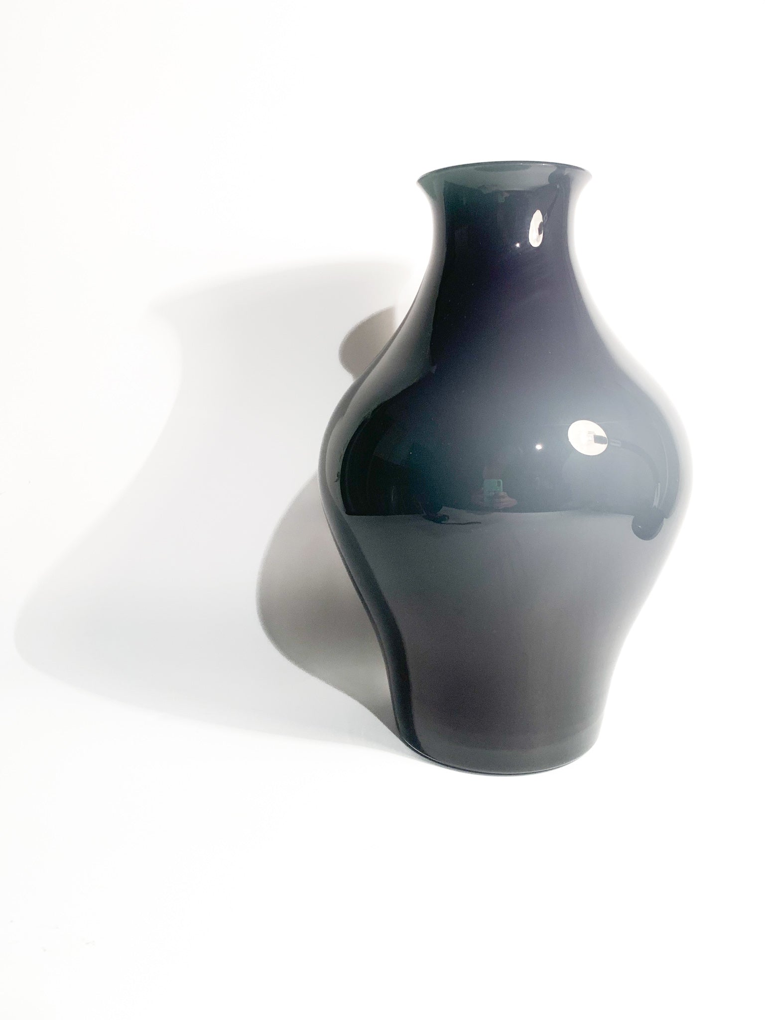 Hand-blown Opaline Vase in Purple and Green Murano Glass from the 1980s