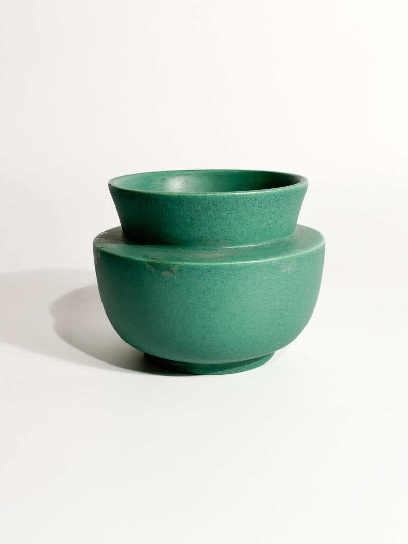 Vaso in Ceramica Verde di Giovanni Gariboldi per Richard Ginori Anni 30