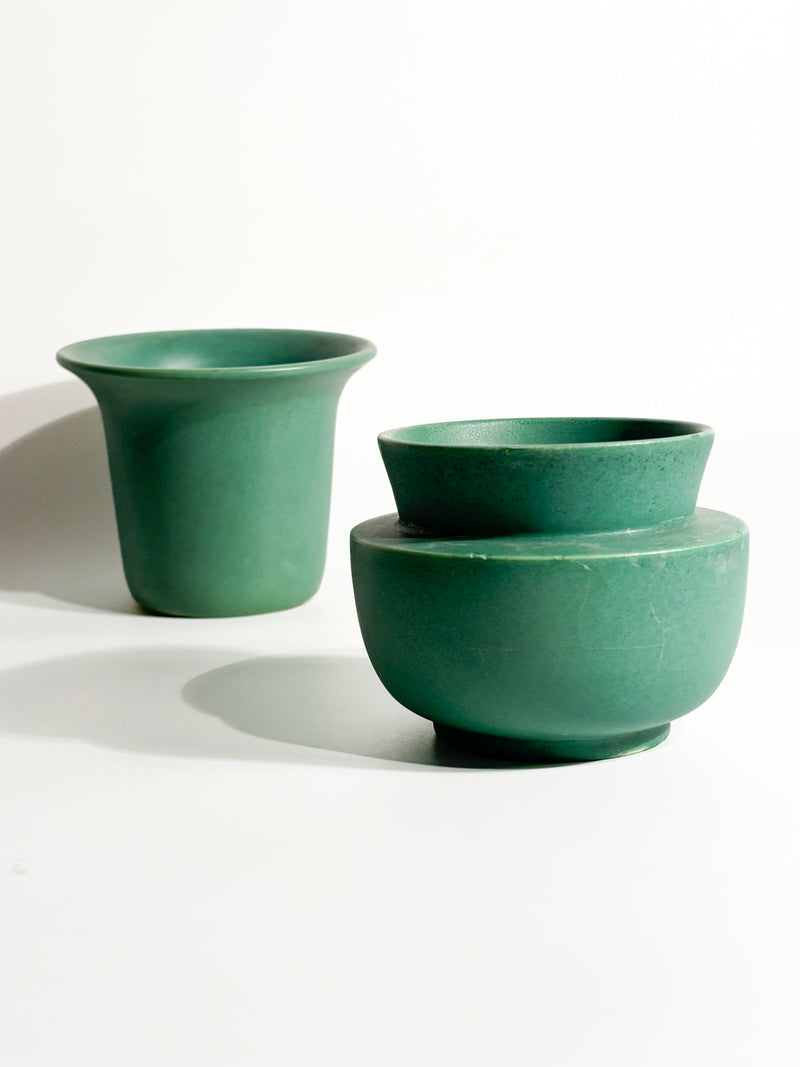 Vaso in Ceramica Verde di Giovanni Gariboldi per Richard Ginori Anni 30