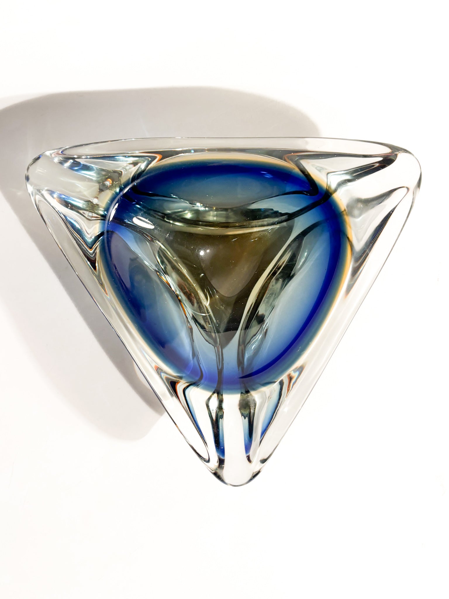 Posacenere in Vetro di Murano Multicolore a Forma Triangolare Anni 80