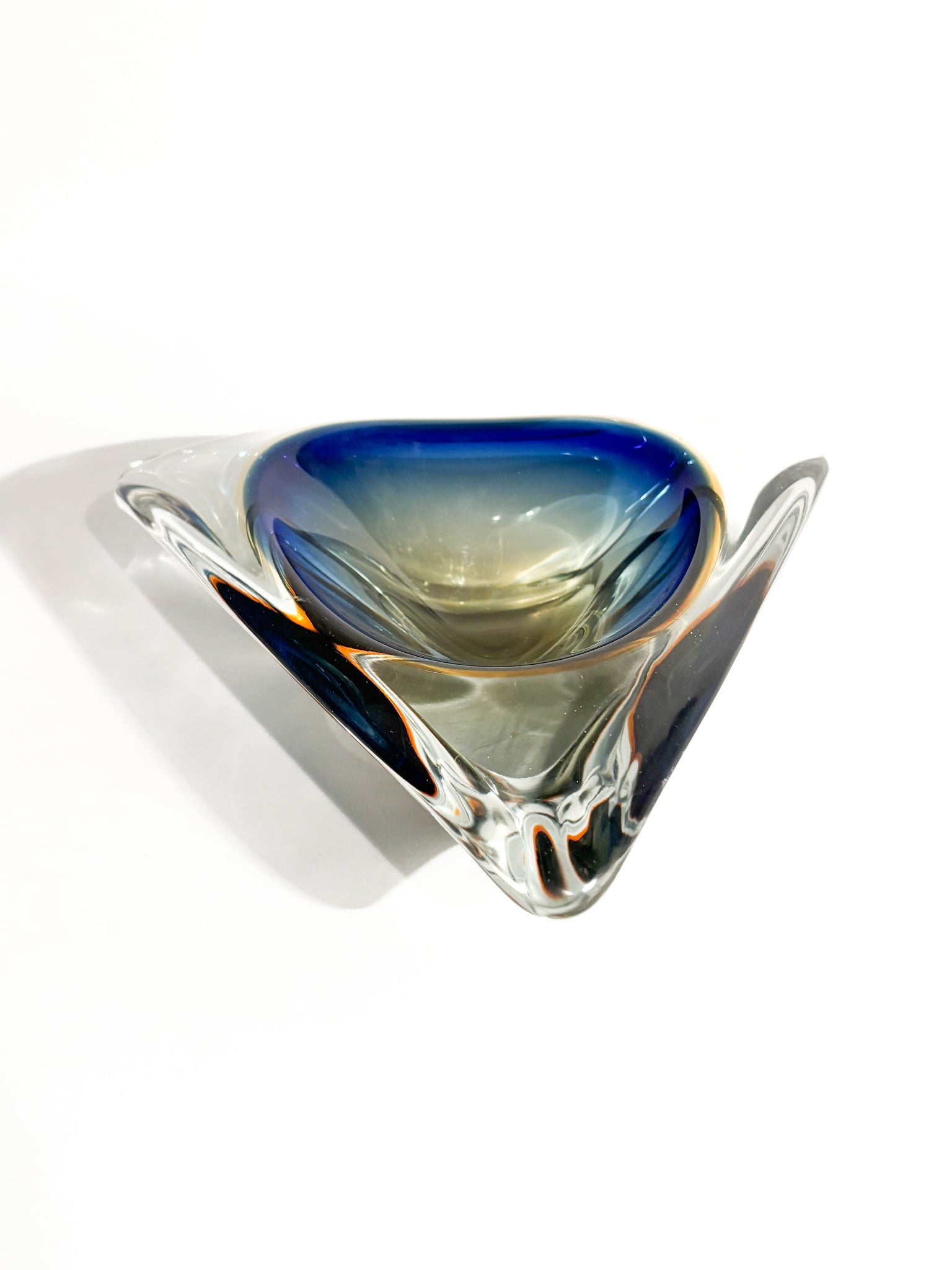 Posacenere in Vetro di Murano Multicolore a Forma Triangolare Anni 80