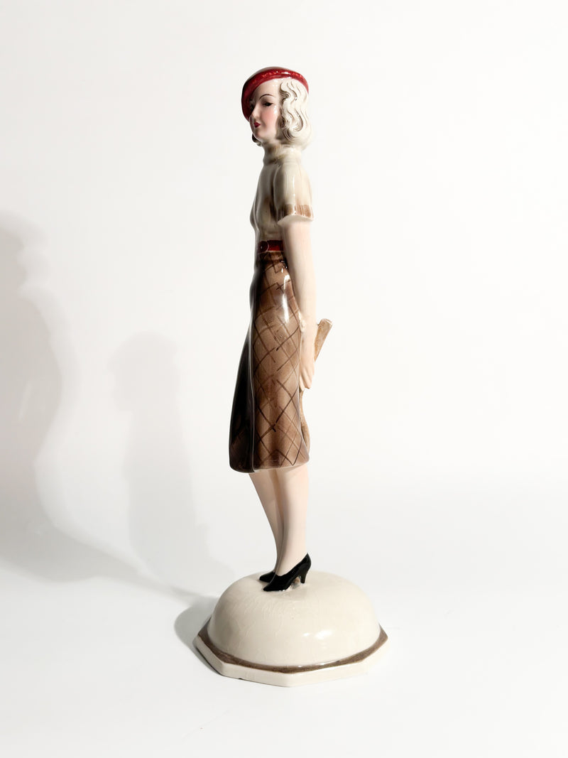 Statuina in Ceramica Goldscheider di Tennista di Stefan Dakon Anni 30