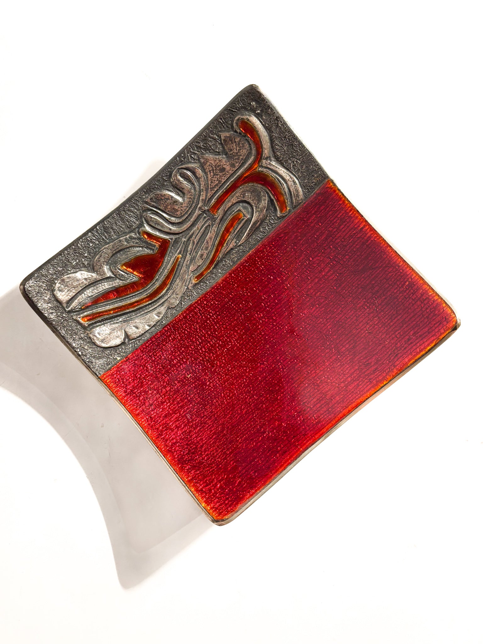 Centerpiece Bowl in Red Enameled Copper with Decorations by Studio Del Campo 60s