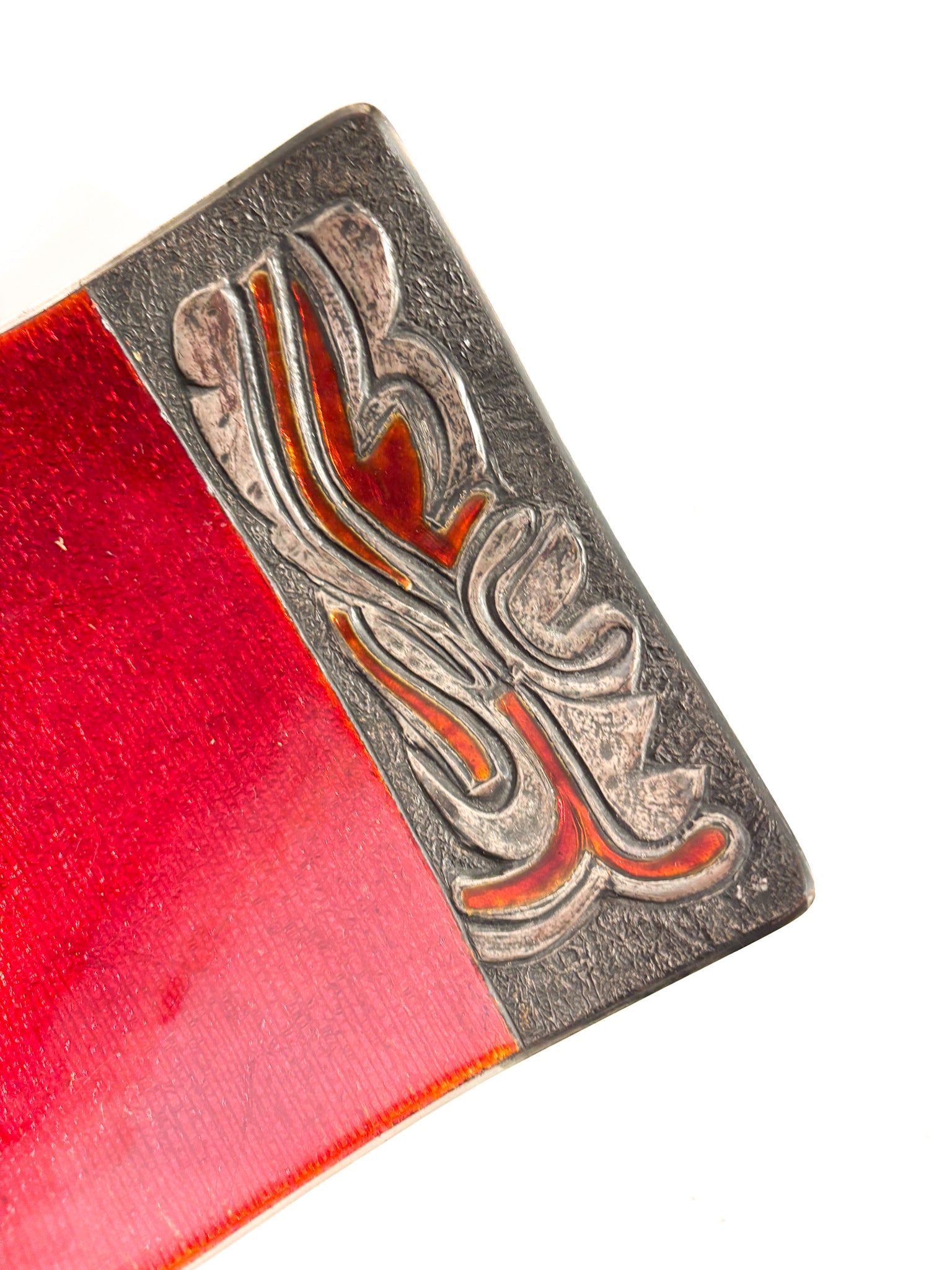 Centerpiece Bowl in Red Enameled Copper with Decorations by Studio Del Campo 60s