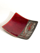 Centerpiece Bowl in Red Enameled Copper with Decorations by Studio Del Campo 60s