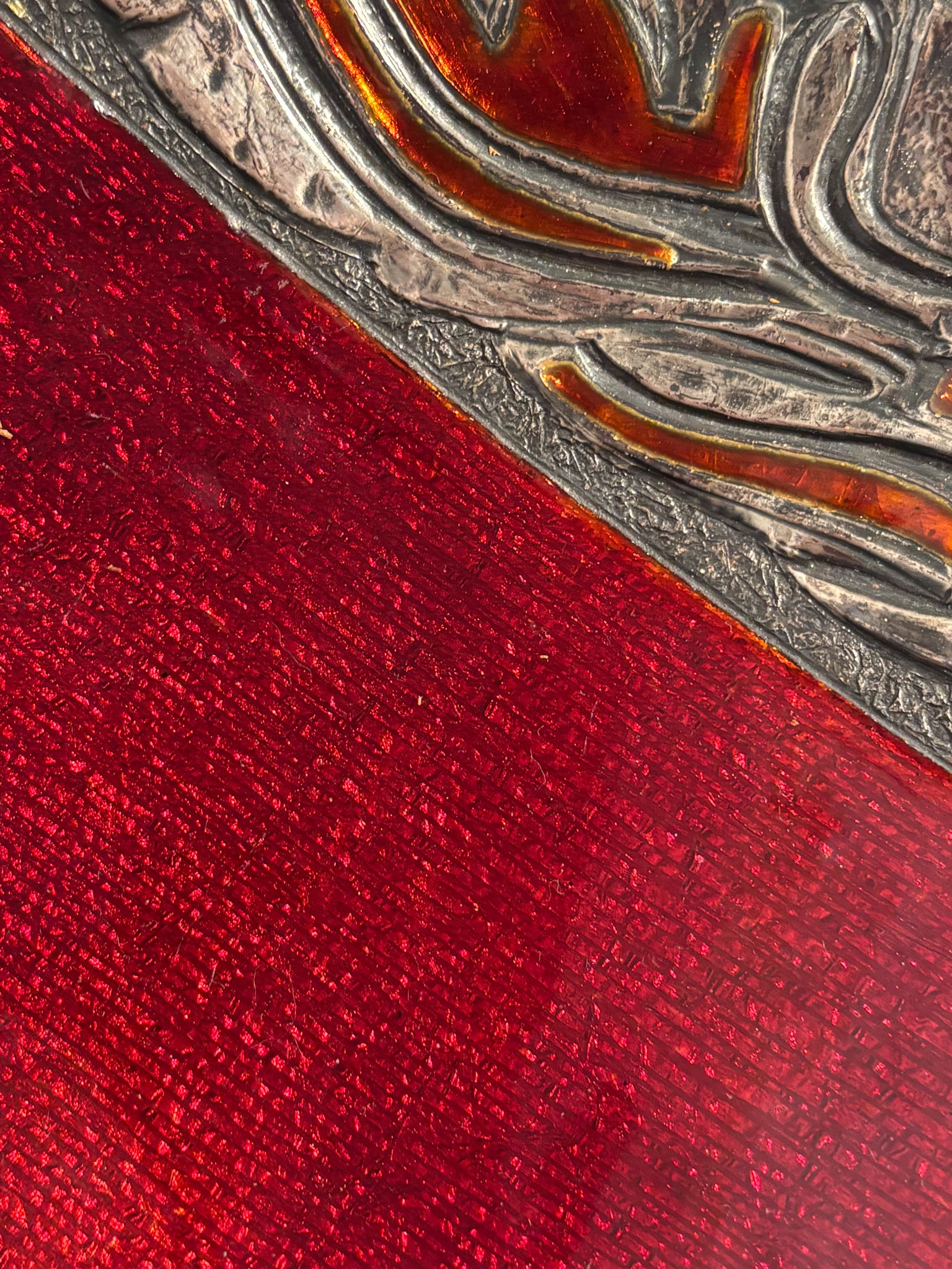 Centerpiece Bowl in Red Enameled Copper with Decorations by Studio Del Campo 60s