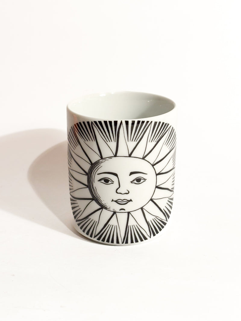 Portamatite "Sole" in Ceramica Bianca e Nera di Piero Fornasetti Anni 50