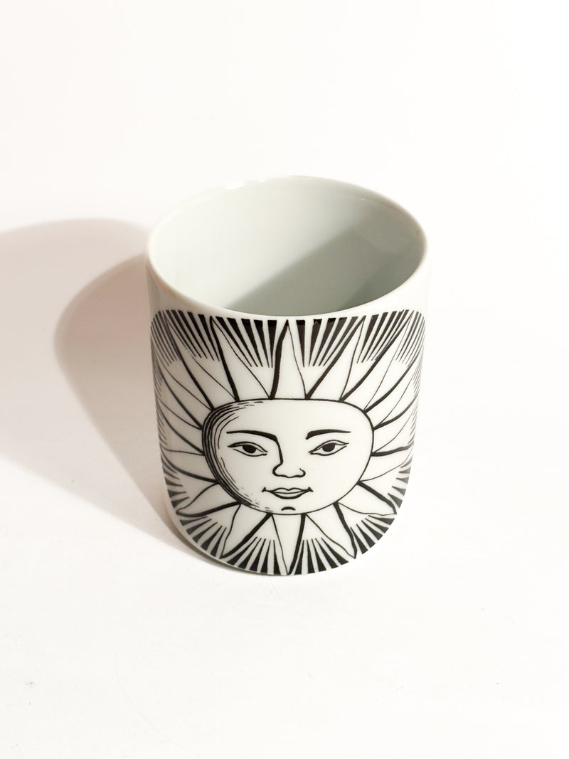 Portamatite "Sole" in Ceramica Bianca e Nera di Piero Fornasetti Anni 50