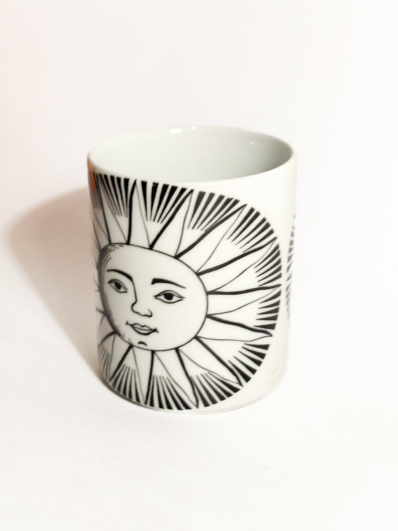 Portamatite "Sole" in Ceramica Bianca e Nera di Piero Fornasetti Anni 50
