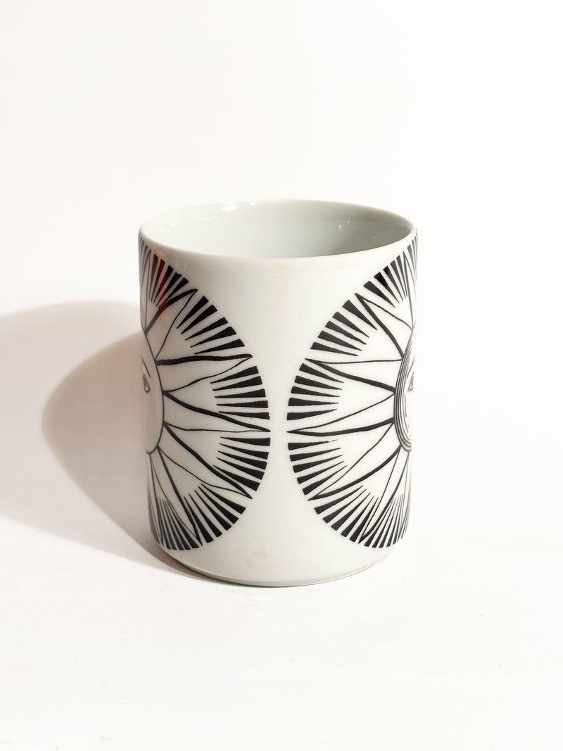 Portamatite "Sole" in Ceramica Bianca e Nera di Piero Fornasetti Anni 50
