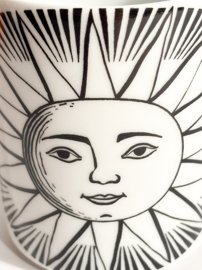 Portamatite "Sole" in Ceramica Bianca e Nera di Piero Fornasetti Anni 50