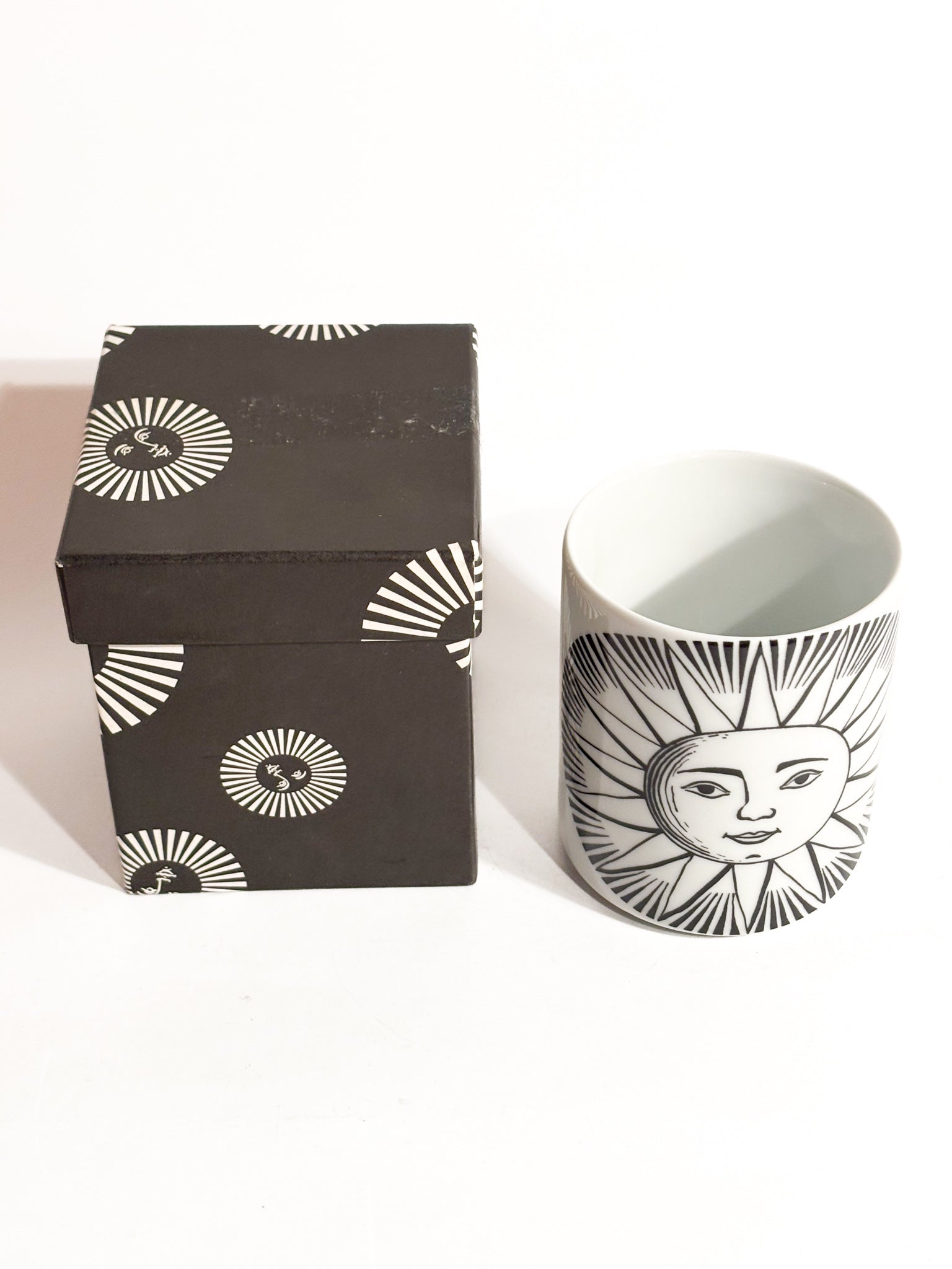 Portamatite "Sole" in Ceramica Bianca e Nera di Piero Fornasetti Anni 50