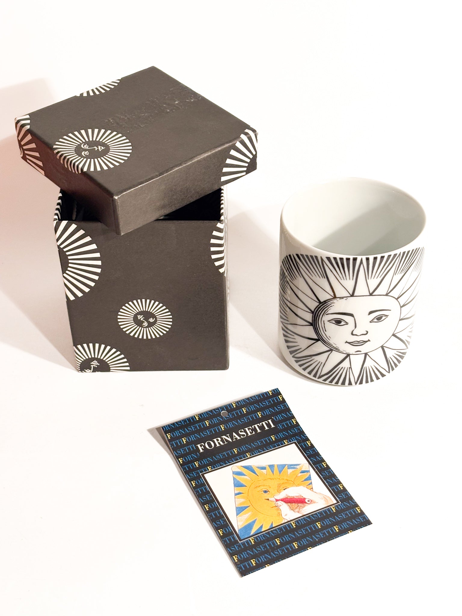 Portamatite "Sole" in Ceramica Bianca e Nera di Piero Fornasetti Anni 50