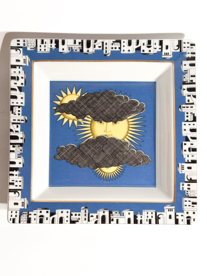 Piatto in Porcellana di Rosenthal "Il Sole di Capri" di Fornasetti anni 70