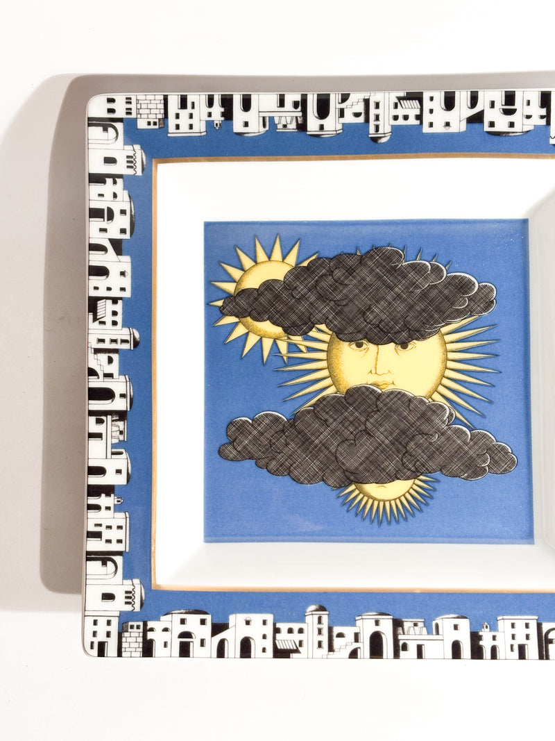 Piatto in Porcellana di Rosenthal "Il Sole di Capri" di Fornasetti anni 70