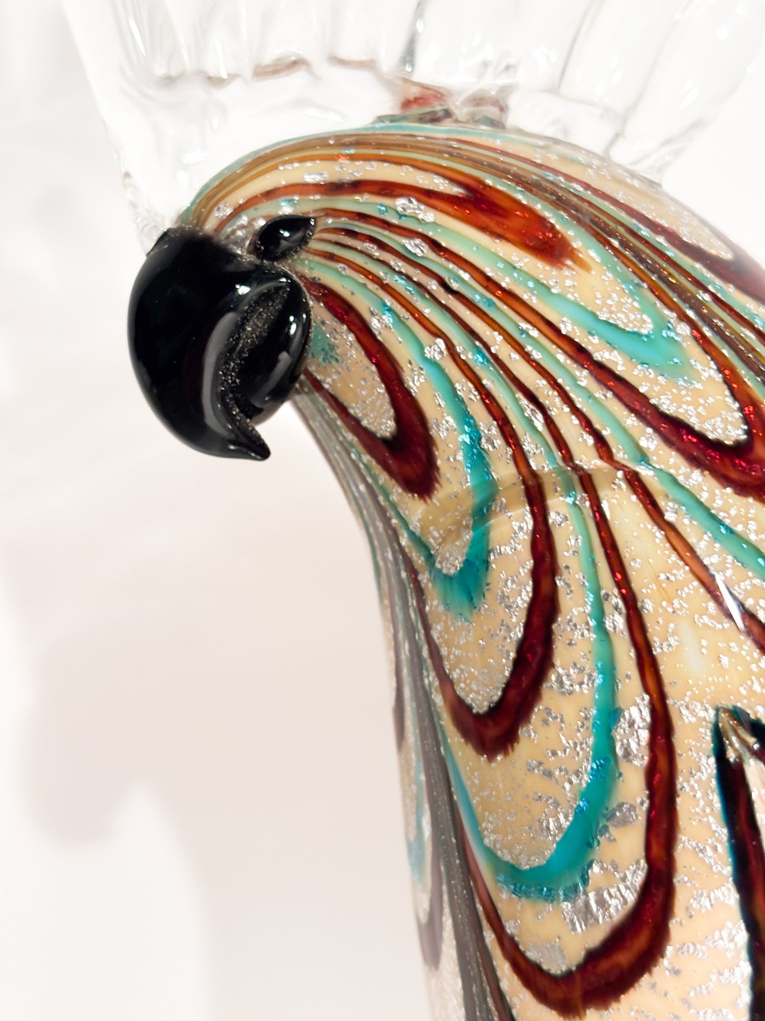 Scultura di Pappagallo in Vetro di Murano di Vetreria Formia Fornace Mian Anni 90