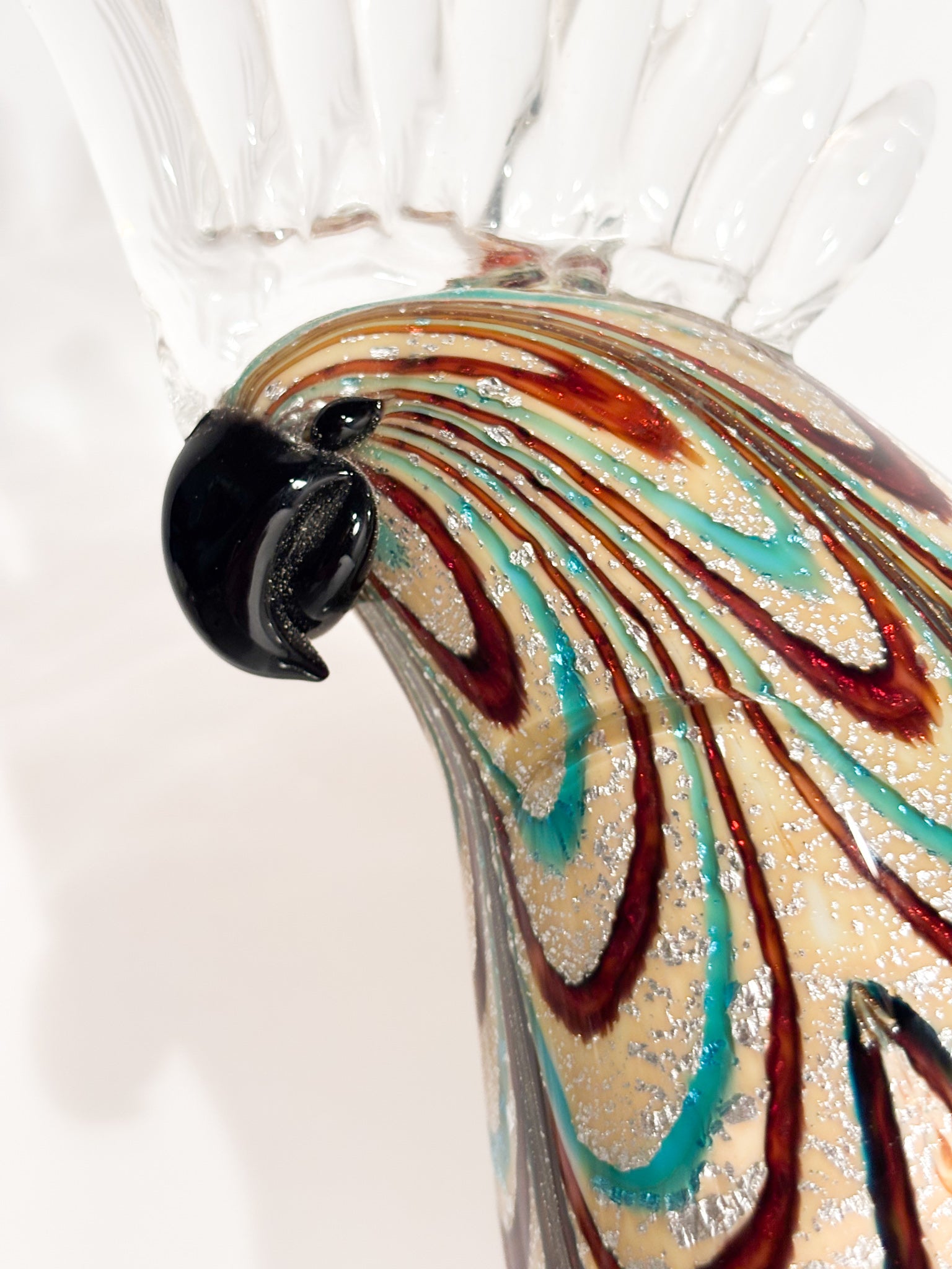Scultura di Pappagallo in Vetro di Murano di Vetreria Formia Fornace Mian Anni 90