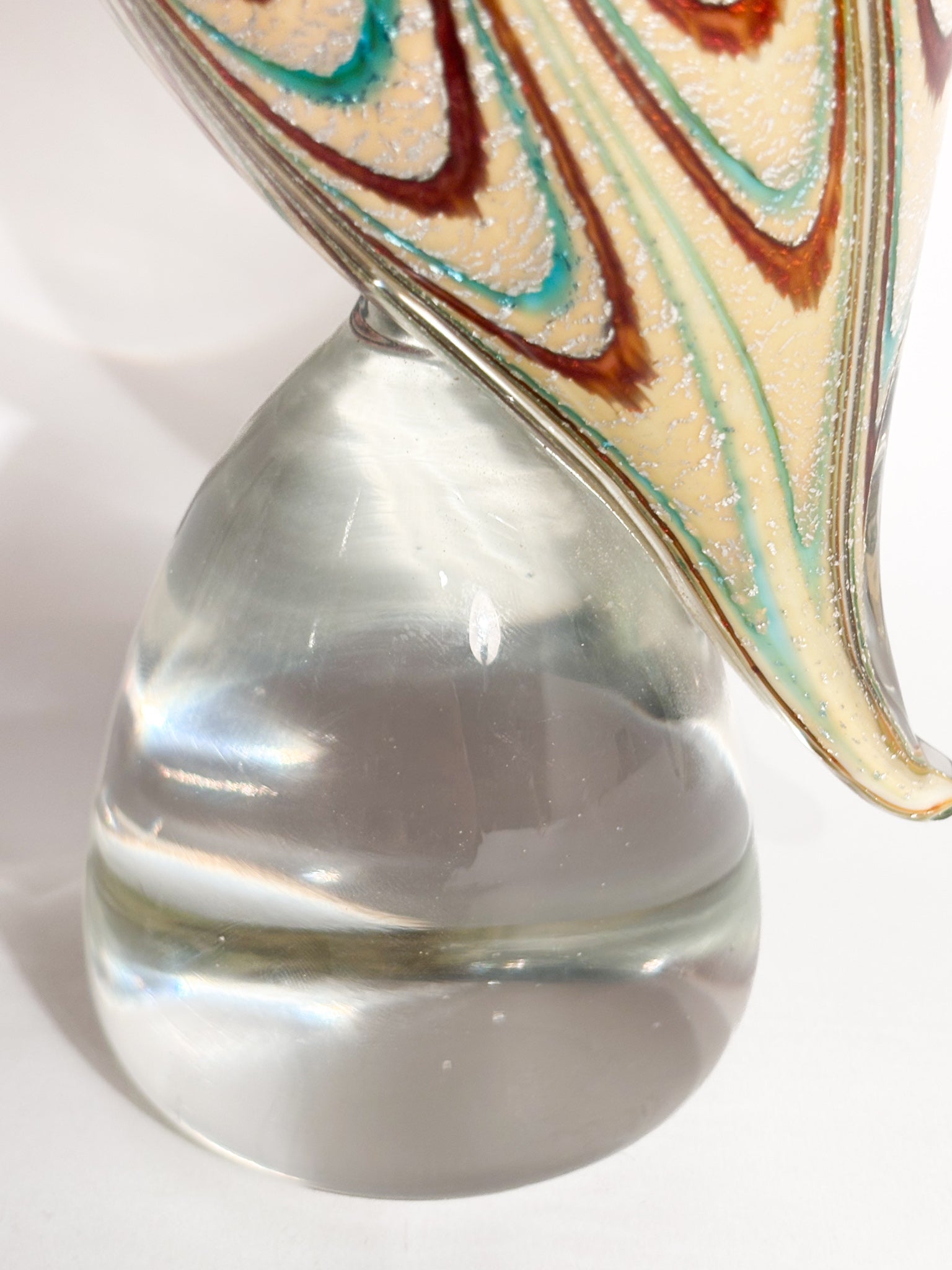 Scultura di Pappagallo in Vetro di Murano di Vetreria Formia Fornace Mian Anni 90