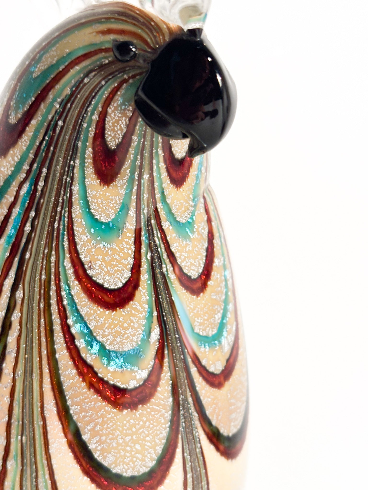 Scultura di Pappagallo in Vetro di Murano di Vetreria Formia Fornace Mian Anni 90