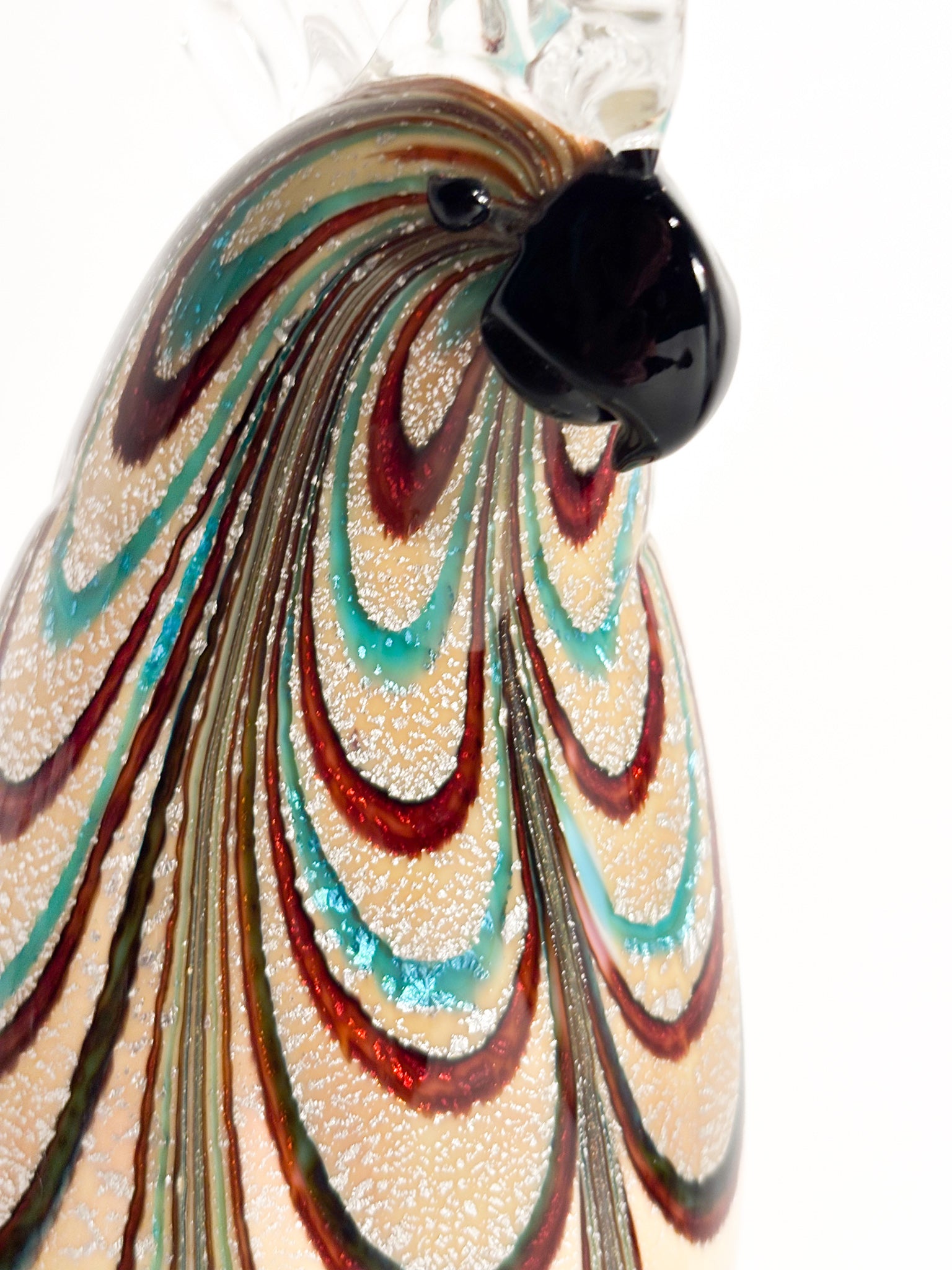 Scultura di Pappagallo in Vetro di Murano di Vetreria Formia Fornace Mian Anni 90
