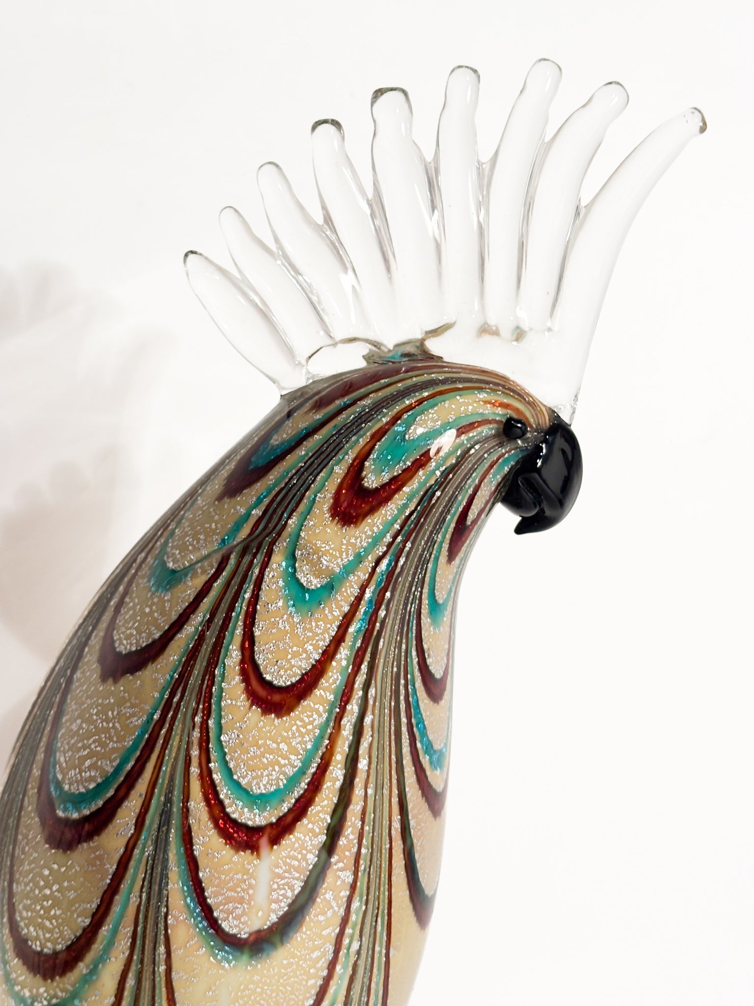 Scultura di Pappagallo in Vetro di Murano di Vetreria Formia Fornace Mian Anni 90