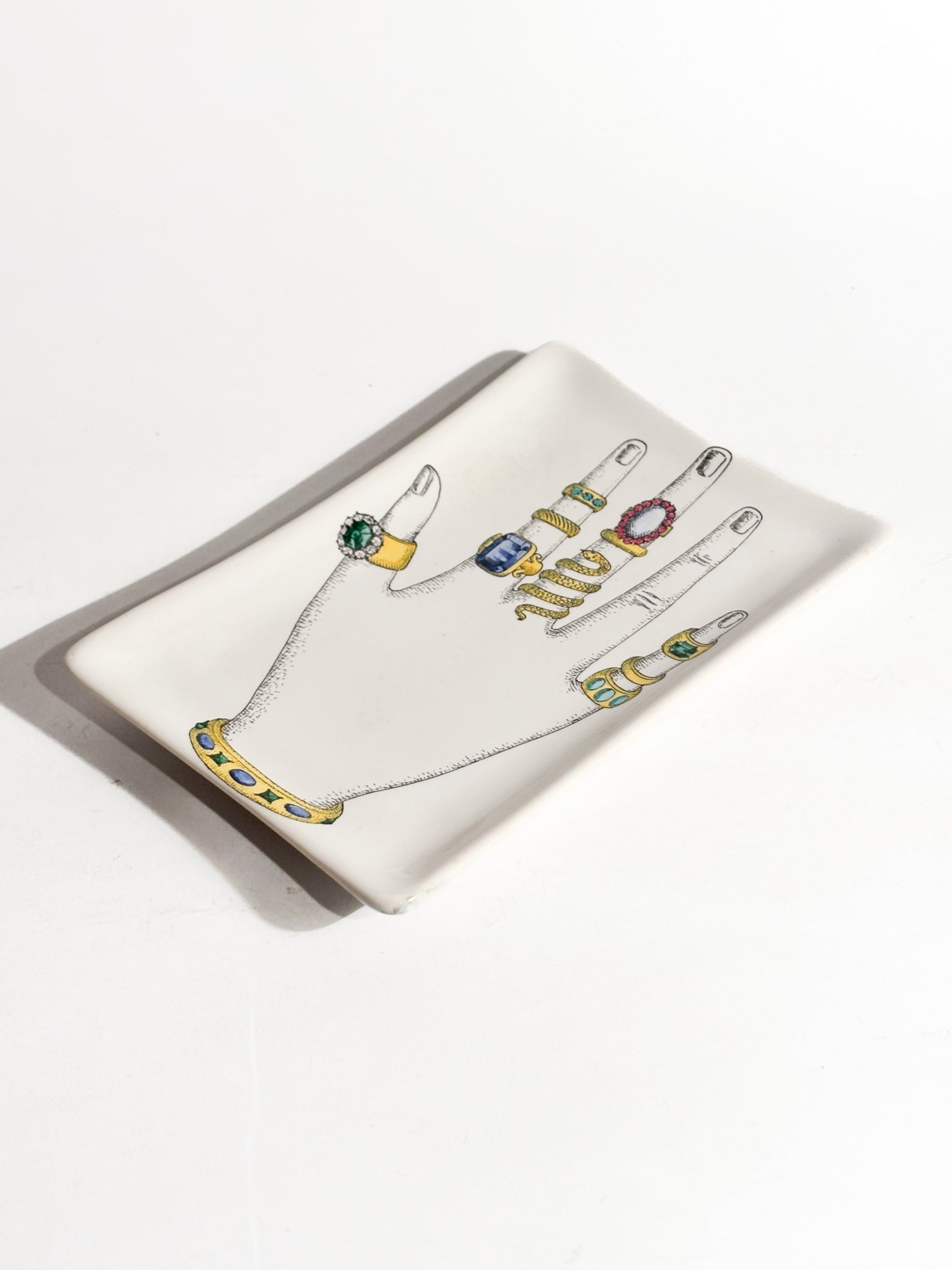 Posacenere in Ceramica "Mano con Anelli" di Fornasetti Anni 60