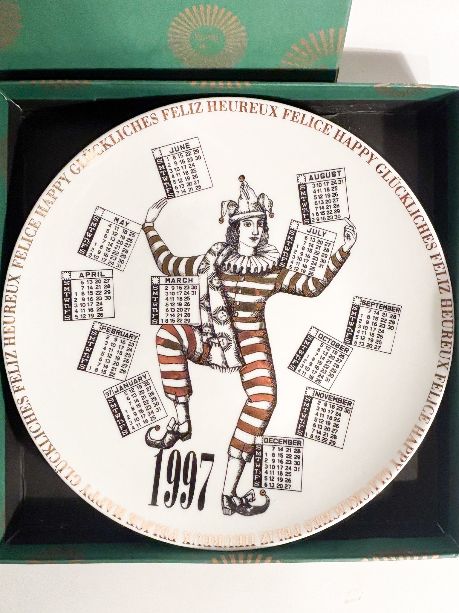 Piatto Calendario in Ceramica Anni 1997 di Fornasetti
