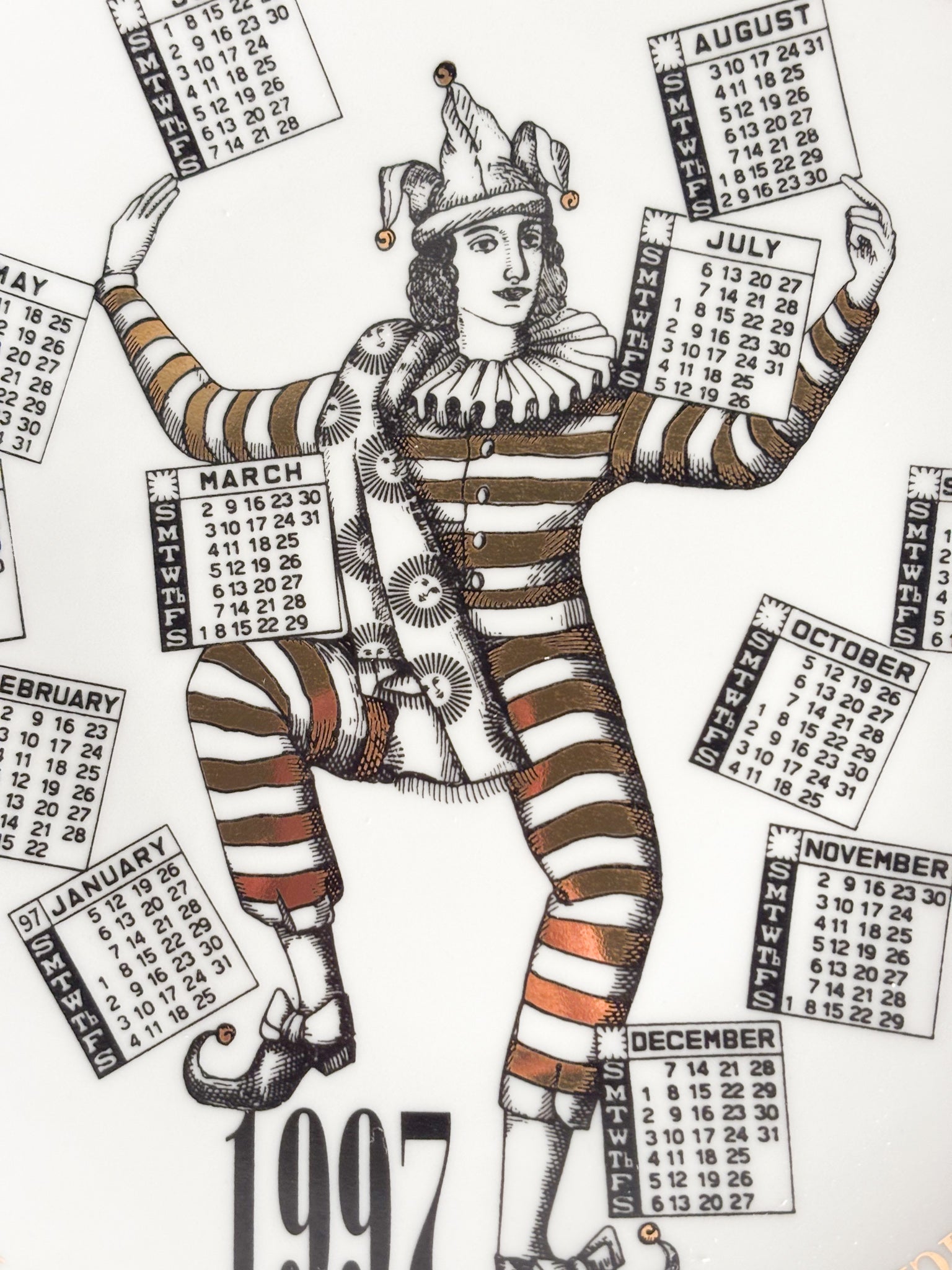 Piatto Calendario in Ceramica Anni 1997 di Fornasetti