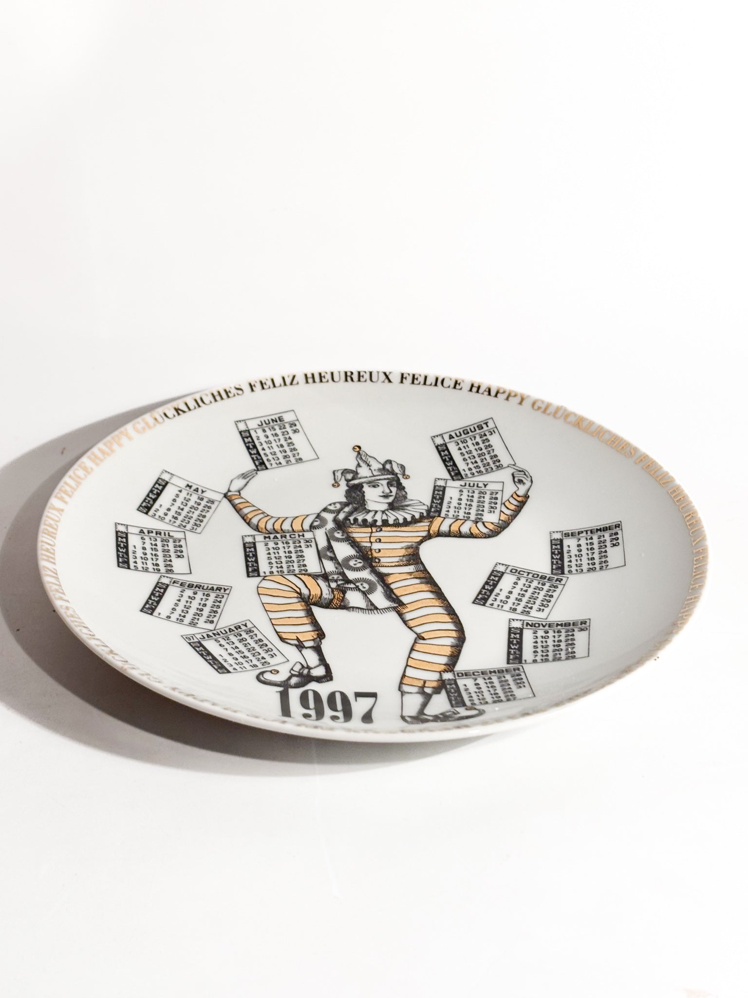 Piatto Calendario in Ceramica Anni 1997 di Fornasetti