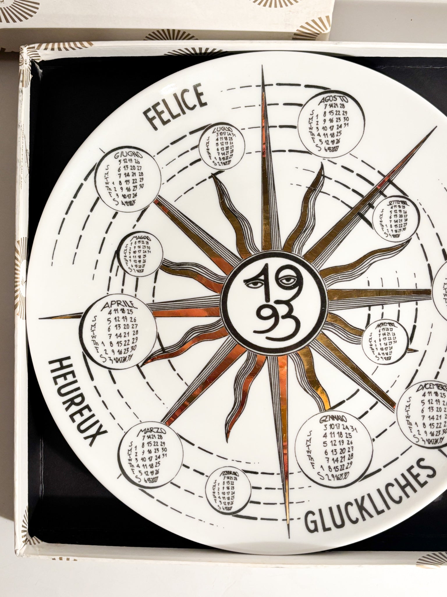 Piatto Calendario in Ceramica di Fornasetti Anni 1993