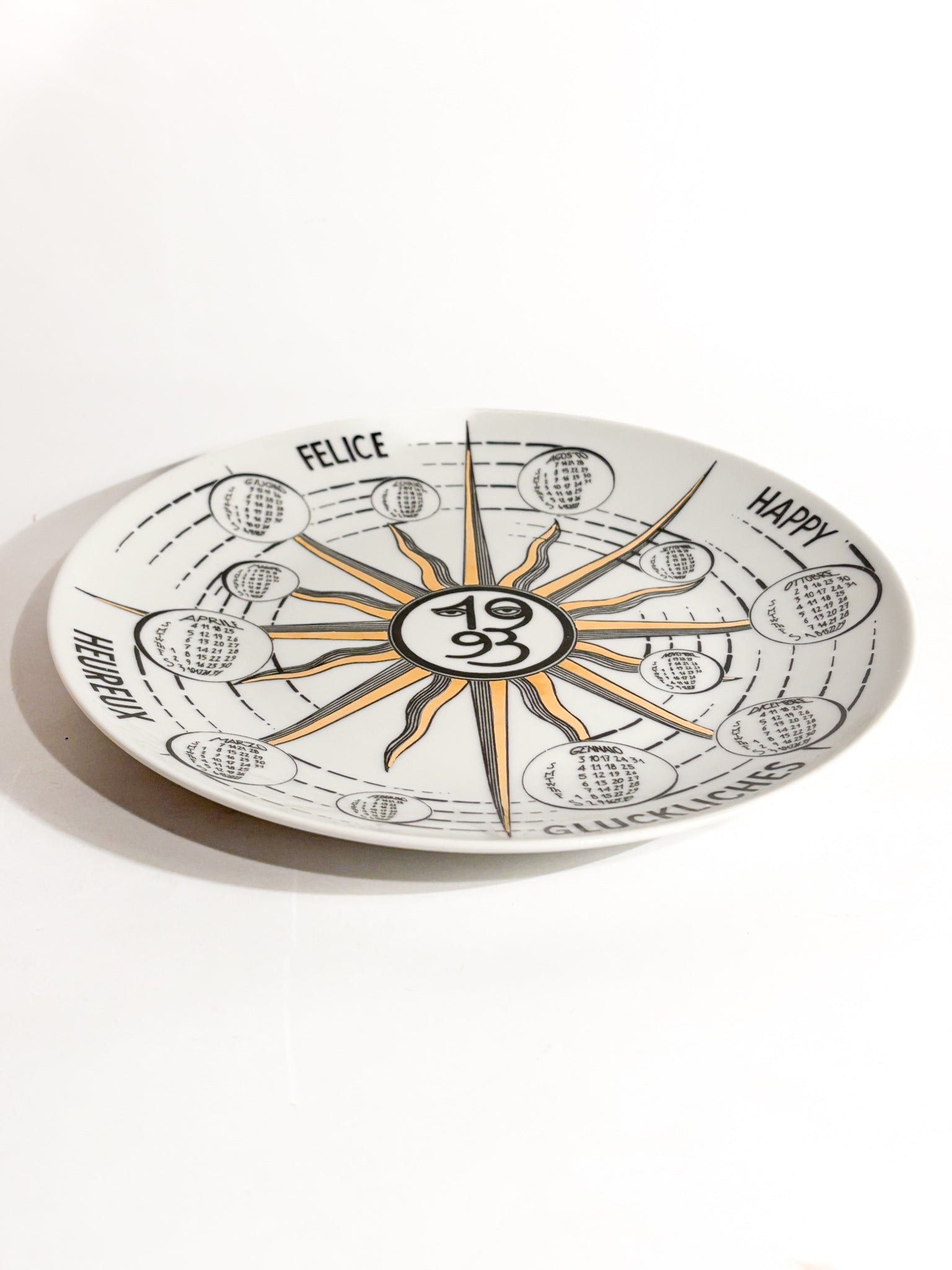 Piatto Calendario in Ceramica di Fornasetti Anni 1993
