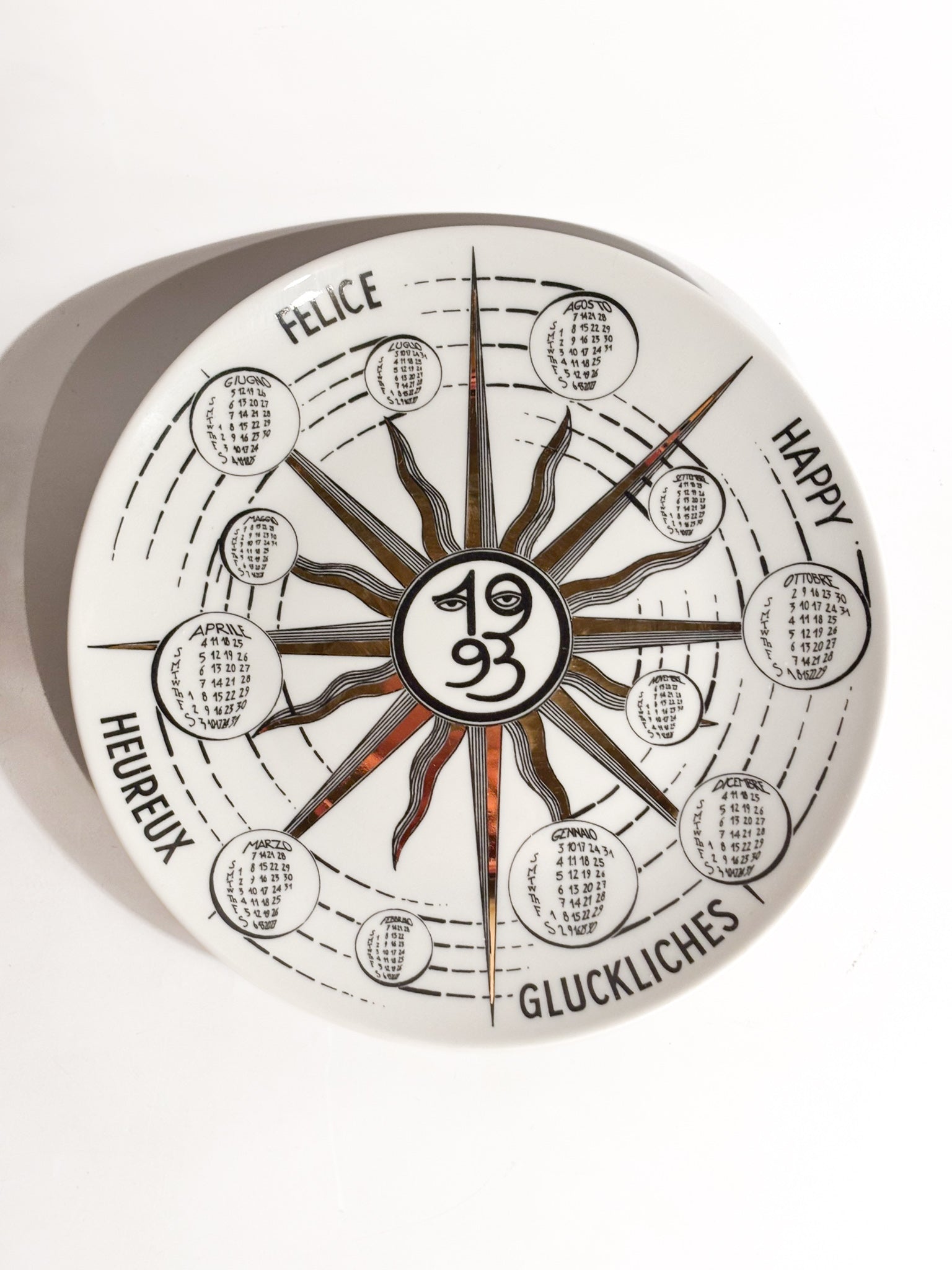Piatto Calendario in Ceramica di Fornasetti Anni 1993