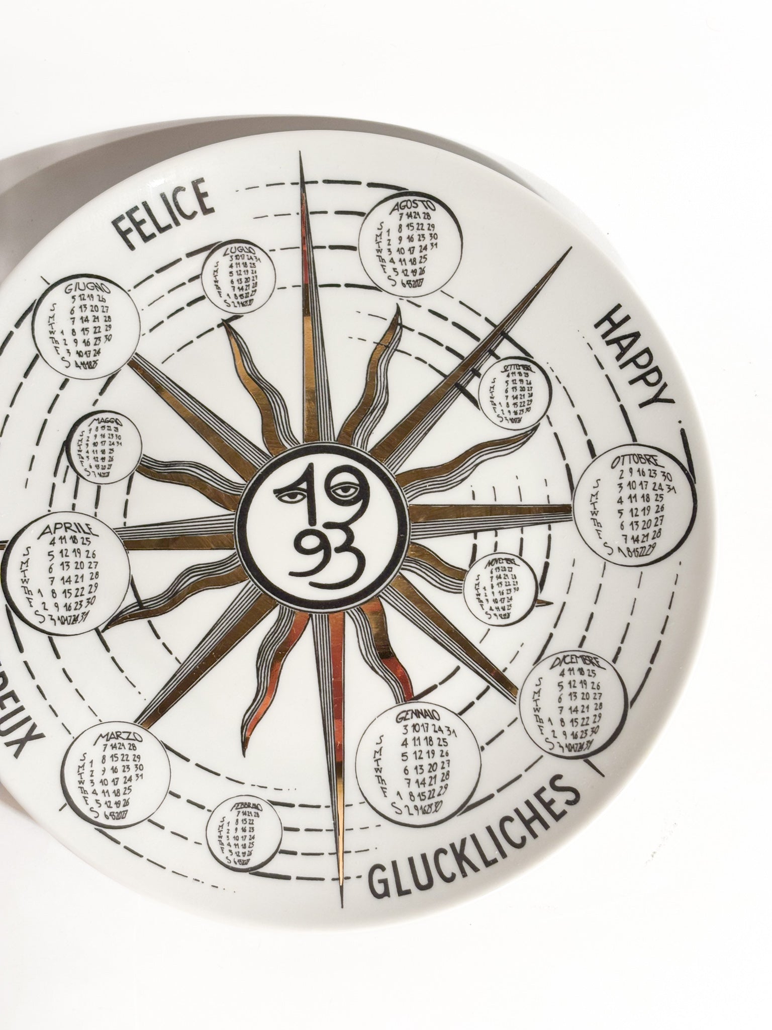 Piatto Calendario in Ceramica di Fornasetti Anni 1993