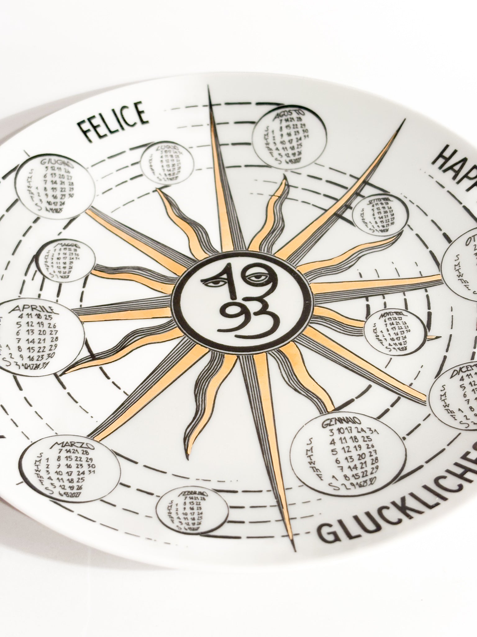 Piatto Calendario in Ceramica di Fornasetti Anni 1993
