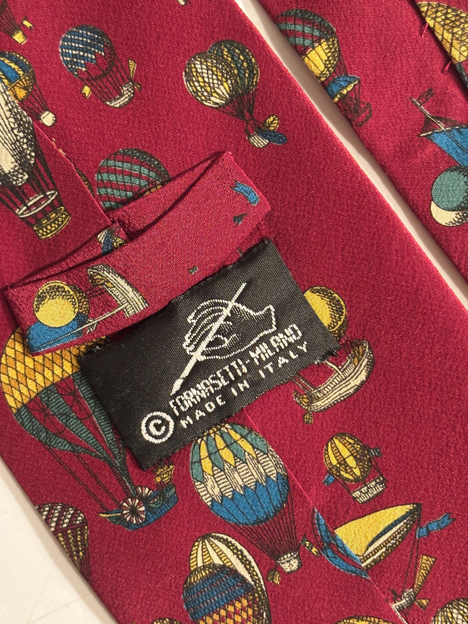 Cravatta in Seta con Mongolfiere di Fornasetti Anni 60