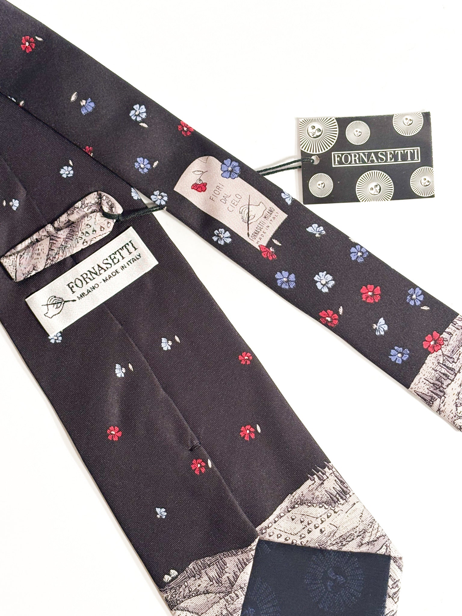 Cravatta in Seta "Fiori dal Cielo" di Piero Fornasetti Anni 60