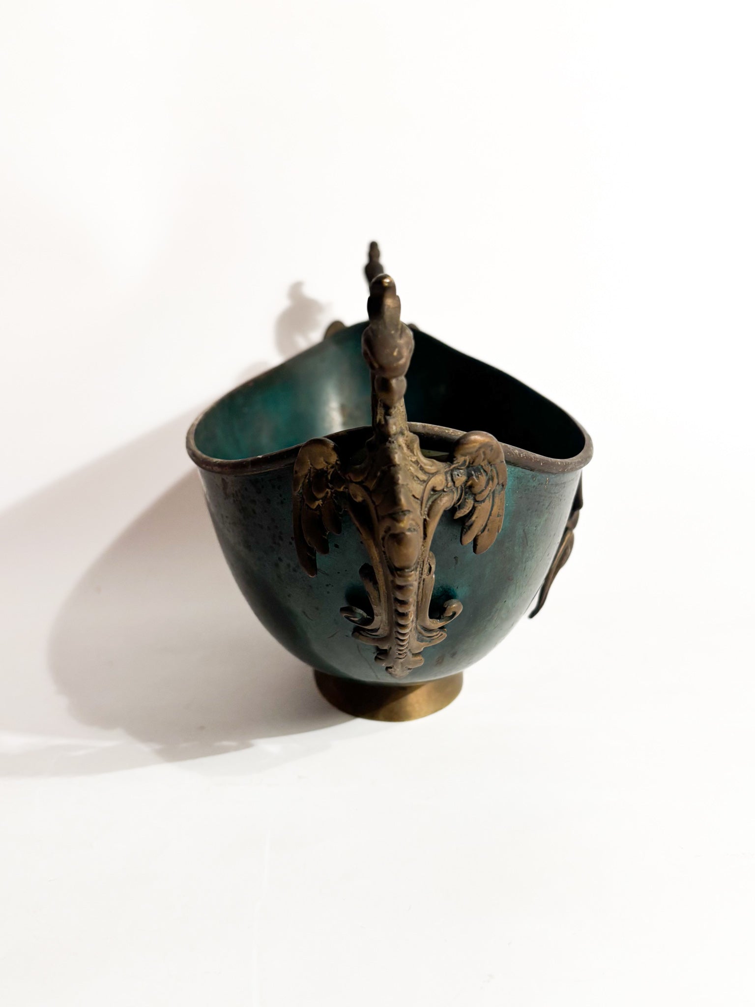 Vaso Art Dèco in Bronzo Smaltato con Ragno Anni 30