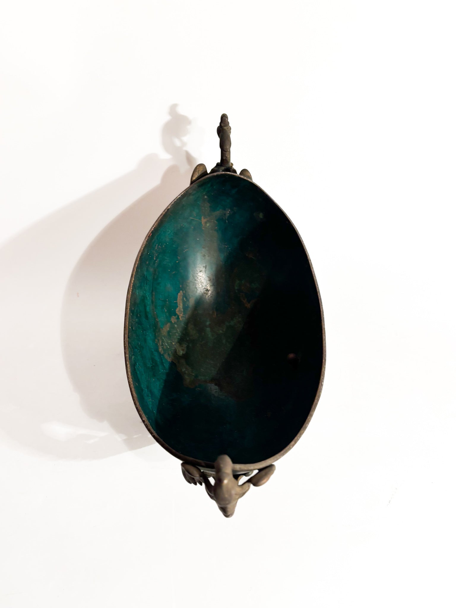 Vaso Art Dèco in Bronzo Smaltato con Ragno Anni 30