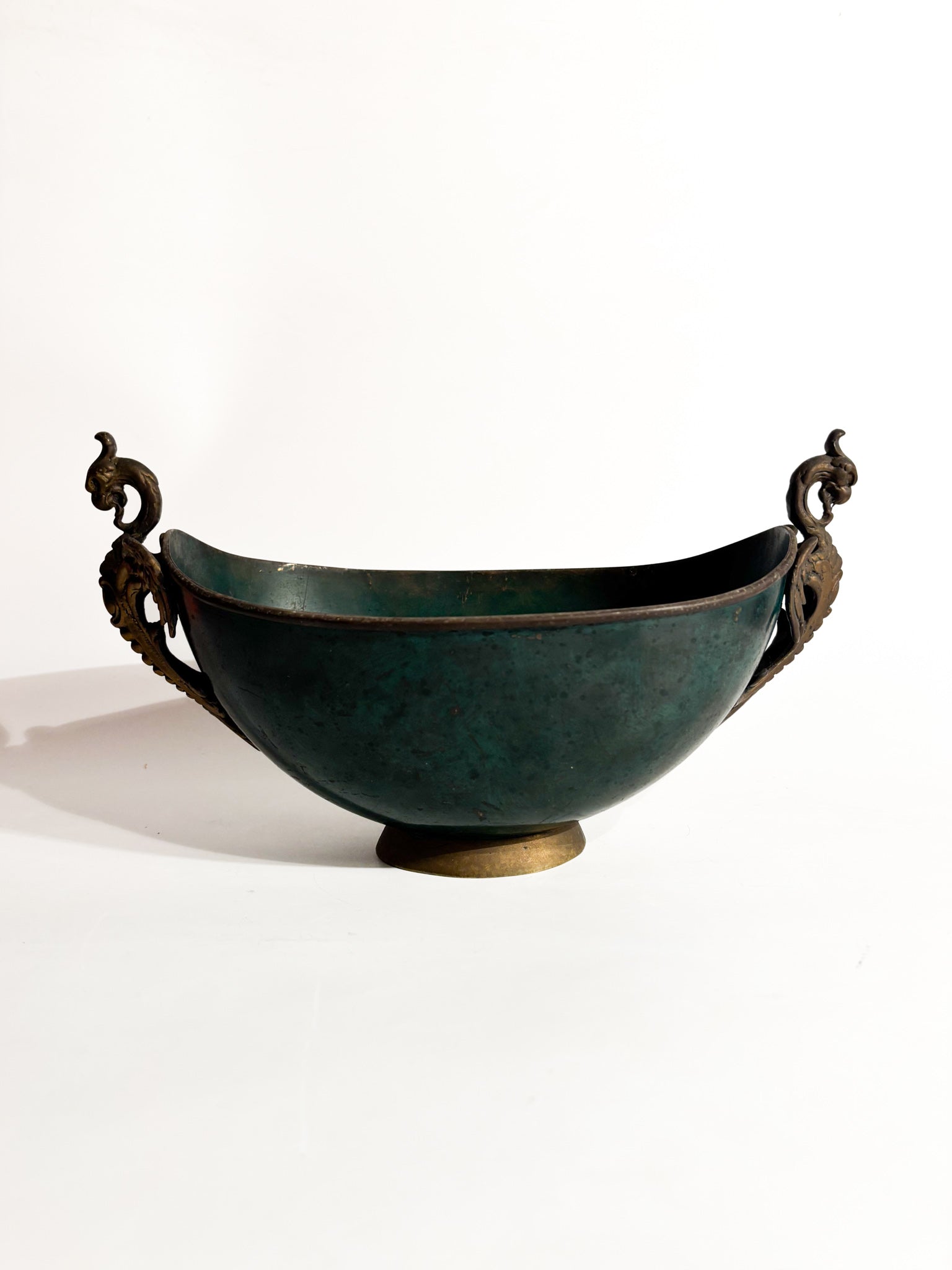 Vaso Art Dèco in Bronzo Smaltato con Ragno Anni 30